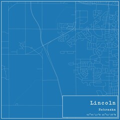 Fototapeta premium Blueprint US city map of Lincoln, Nebraska.