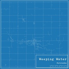 Blueprint US city map of Weeping Water, Nebraska.