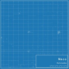 Blueprint US city map of Waco, Nebraska.