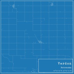 Blueprint US city map of Verdon, Nebraska.