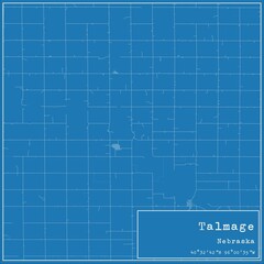 Blueprint US city map of Talmage, Nebraska.