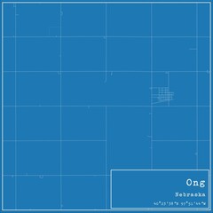 Blueprint US city map of Ong, Nebraska.