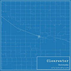 Blueprint US city map of Clearwater, Nebraska.