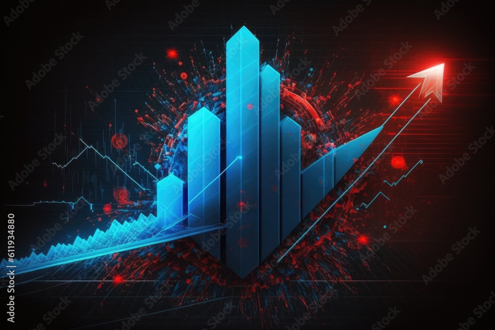 Poster abstract business graph and arrow in dark background