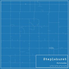 Blueprint US city map of Staplehurst, Nebraska.