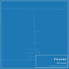 Blueprint US city map of Panama, Nebraska.