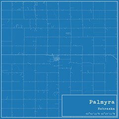 Blueprint US city map of Palmyra, Nebraska.