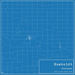 Blueprint US city map of Humboldt, Nebraska.