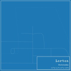Blueprint US city map of Lorton, Nebraska.
