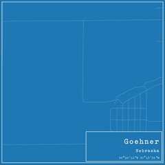 Blueprint US city map of Goehner, Nebraska.