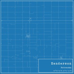 Blueprint US city map of Henderson, Nebraska.