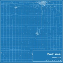 Blueprint US city map of Madison, Nebraska.