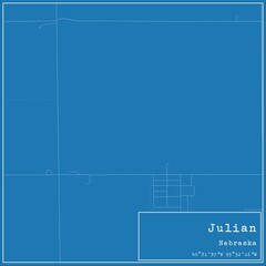 Blueprint US city map of Julian, Nebraska.