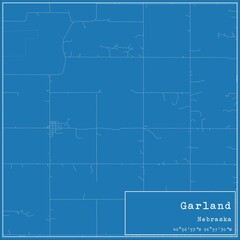 Blueprint US city map of Garland, Nebraska.