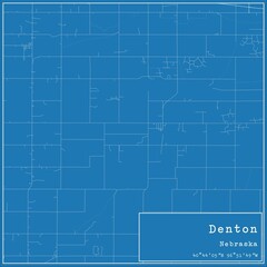 Blueprint US city map of Denton, Nebraska.