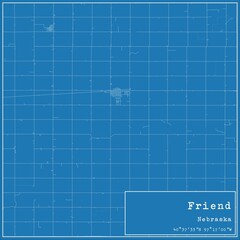 Blueprint US city map of Friend, Nebraska.