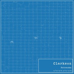 Blueprint US city map of Clarkson, Nebraska.