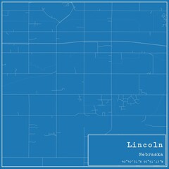 Fototapeta premium Blueprint US city map of Lincoln, Nebraska.
