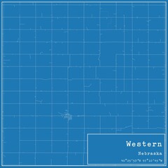Blueprint US city map of Western, Nebraska.