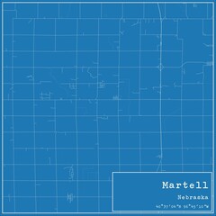 Blueprint US city map of Martell, Nebraska.