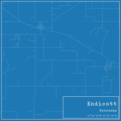 Obraz premium Blueprint US city map of Endicott, Nebraska.