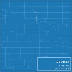 Blueprint US city map of Dawson, Nebraska.