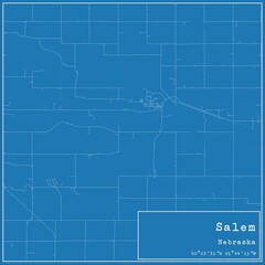 Blueprint US city map of Salem, Nebraska.