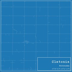 Obraz premium Blueprint US city map of Clatonia, Nebraska.