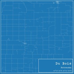 Blueprint US city map of Du Bois, Nebraska.