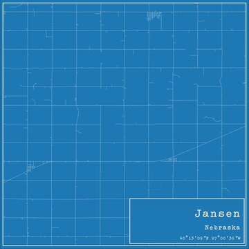 Blueprint US city map of Jansen, Nebraska.