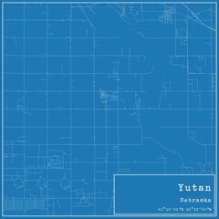 Blueprint US city map of Yutan, Nebraska.