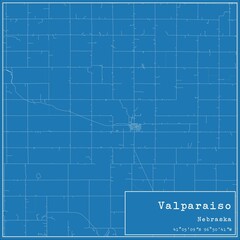 Blueprint US city map of Valparaiso, Nebraska.