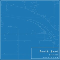 Fototapeta premium Blueprint US city map of South Bend, Nebraska.