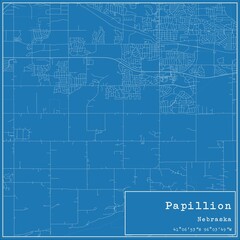 Blueprint US city map of Papillion, Nebraska.
