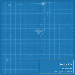 Blueprint US city map of Geneva, Nebraska.