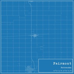 Blueprint US city map of Fairmont, Nebraska.