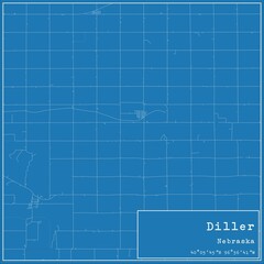 Blueprint US city map of Diller, Nebraska.