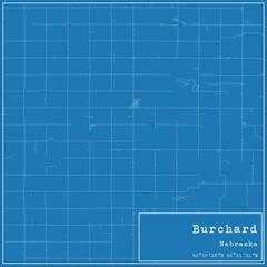 Blueprint US city map of Burchard, Nebraska.