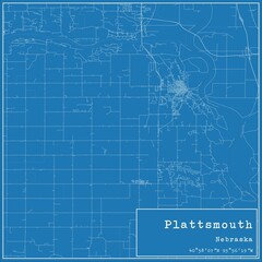 Blueprint US city map of Plattsmouth, Nebraska.