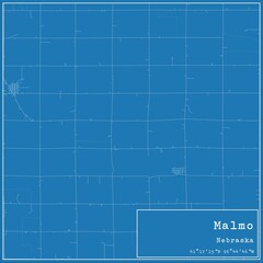 Blueprint US city map of Malmo, Nebraska.