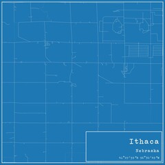 Blueprint US city map of Ithaca, Nebraska.