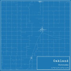Blueprint US city map of Oakland, Nebraska.