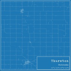 Blueprint US city map of Thurston, Nebraska.