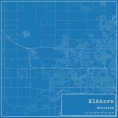 Obraz premium Blueprint US city map of Elkhorn, Nebraska.