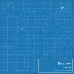 Blueprint US city map of Moscow, Kansas.