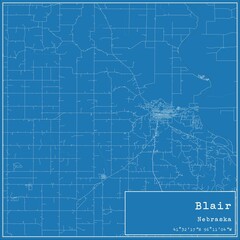 Blueprint US city map of Blair, Nebraska.