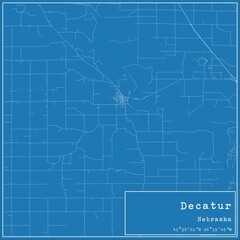 Blueprint US city map of Decatur, Nebraska.
