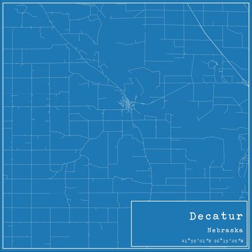 Blueprint US city map of Decatur, Nebraska.