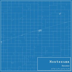 Obraz premium Blueprint US city map of Montezuma, Kansas.