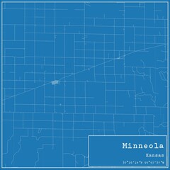 Blueprint US city map of Minneola, Kansas.